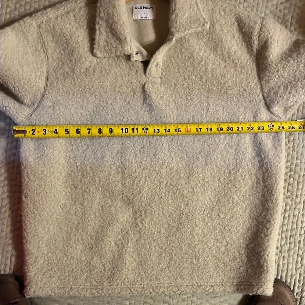Old Navy Beige Fleece Teddy Sweater - Picture 9 of 10